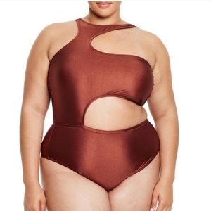 NWT Noel Copper Asymmetrical cut out swimsuit